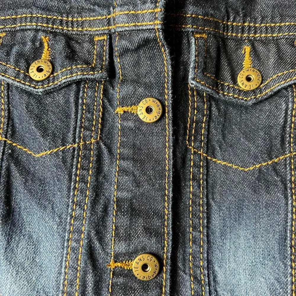 Wrangler Classic Trucker Denim Jacket Western Cowboy Dark Wash Jean Coat Size 2T